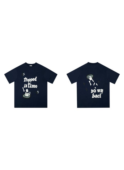 Broken Planet Cartoon Logo Cotton Tee 307 navy blue