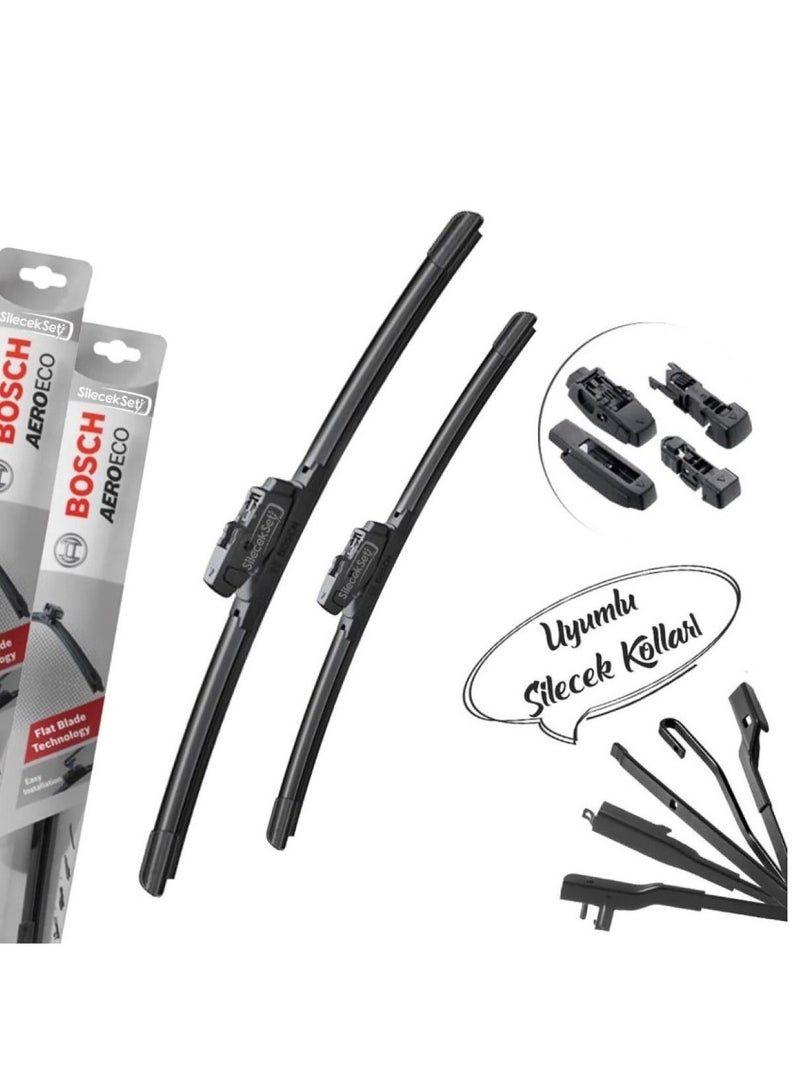 BOSCH Aeroeco Front Window Wiper Blades Driver Side And Passenger side For Jaguar XF Mar. 2008 - Oct. 2015 - Image 3