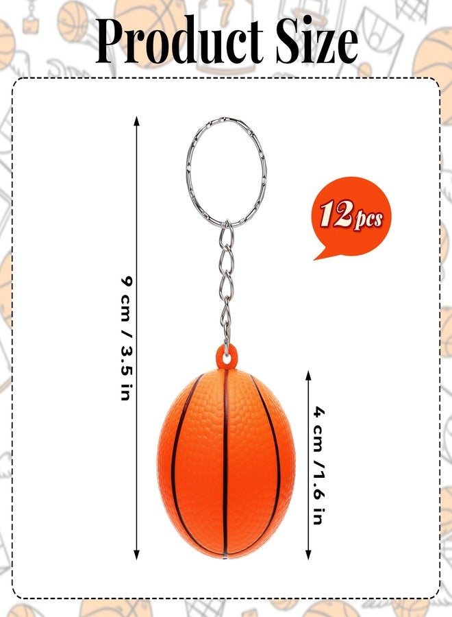 DEARIDAP 12 PCS Mini Foam Squeeze Basketball, Small Sports Stress Ball Keychains, 1.57 in Ball Keychains Bulk for Game Party Decoration Bag Gift Fillers - Image 2
