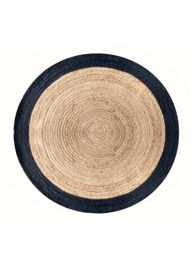 HANDPICKED FURNITURE Handpicked Furniture Jute Black Rug, Ultra Soft Area Carpets For Bed Room, Living Room, And Dining Room, Antislip Floor Carpets, Easy To Clean, Made In India, Circular - Image 2