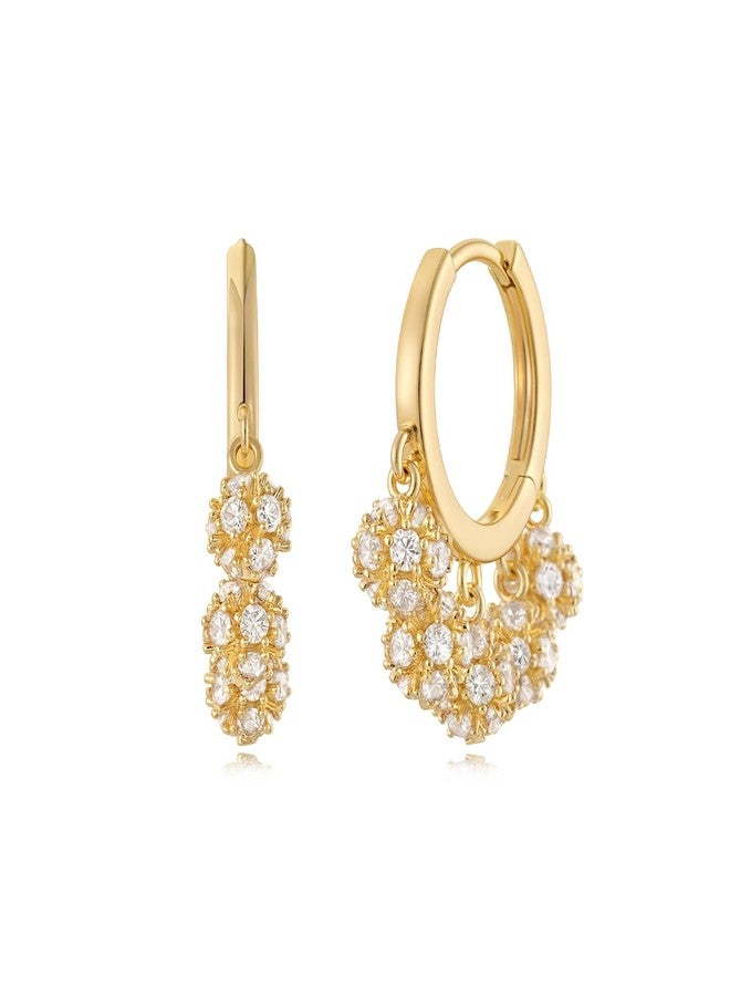 MYEARS Women Earrings Gold Huggie Hoop Dangle Drop 14K Gold Plated Small Simple Hypoallergenic Everyday Jewelry, One Size, Brass Metal Yellow Gold, Cubic Zirconia - Image 1