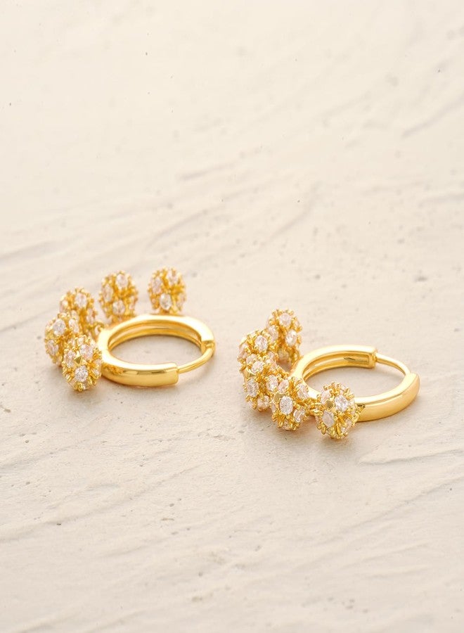 MYEARS Women Earrings Gold Huggie Hoop Dangle Drop 14K Gold Plated Small Simple Hypoallergenic Everyday Jewelry, One Size, Brass Metal Yellow Gold, Cubic Zirconia - Image 5