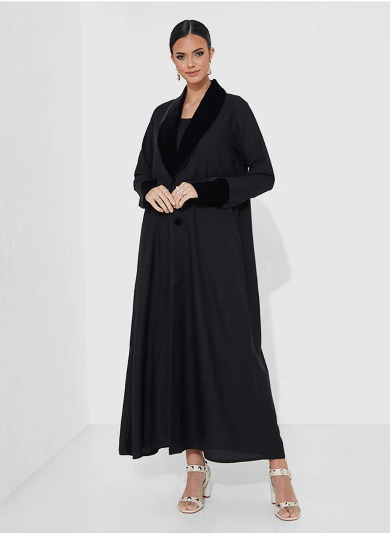 Rosette Abaya Velvet Jacket