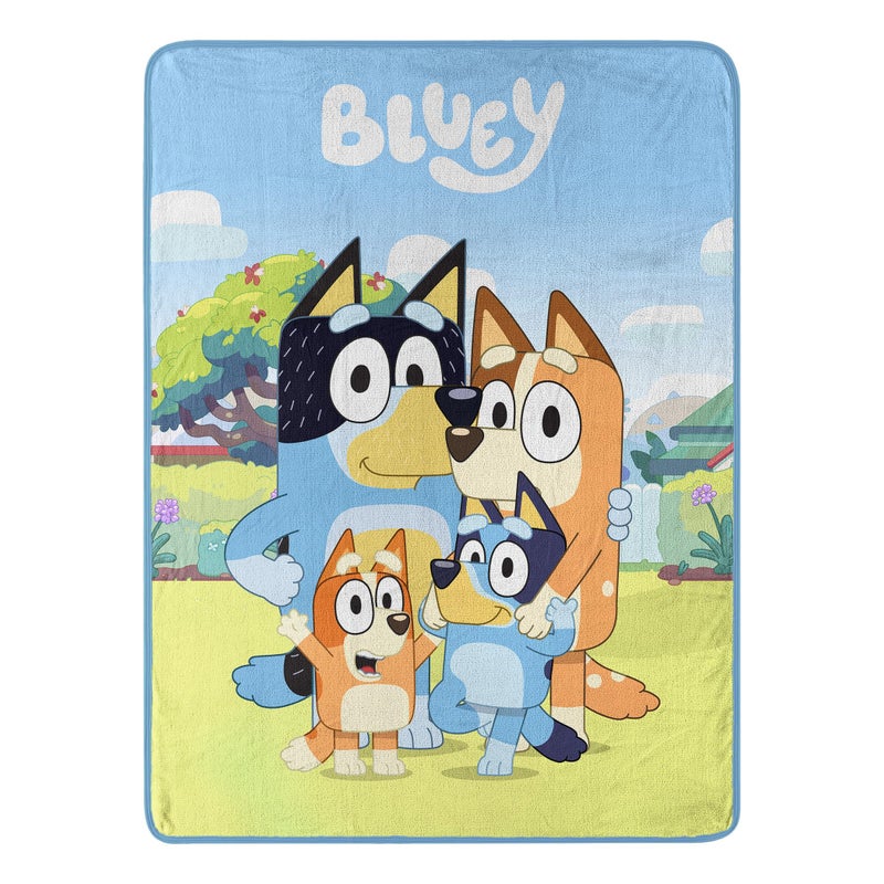 Northwest Bluey Micro Raschel Throw Blanket, 46" x 60", Family Photo - Image 1