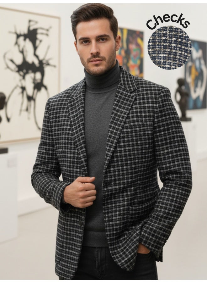 RIGO Blue Checked Blazer for Men - Image 1