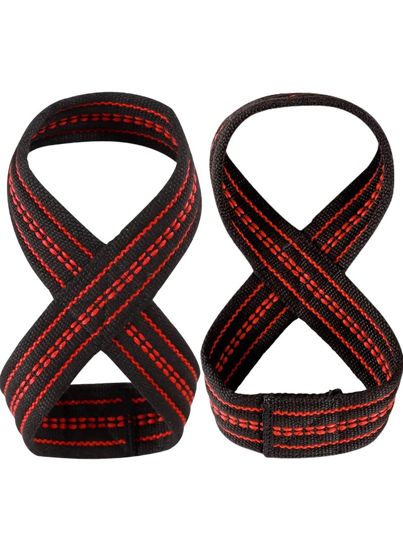 سوار رفع الاثقال بتصميم على شكل رقم 8، ستراب معصم اليد للرجال والنساء لتمرين الرفعة المميتة وتمارين القوة وتعزيز القبضة. متوفر بمقاسين - Image 5