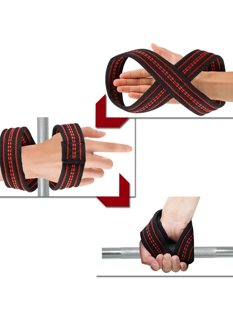 سوار رفع الاثقال بتصميم على شكل رقم 8، ستراب معصم اليد للرجال والنساء لتمرين الرفعة المميتة وتمارين القوة وتعزيز القبضة. متوفر بمقاسين - Image 3