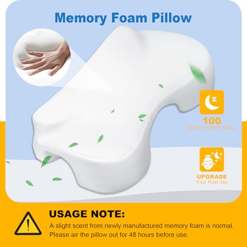 Funpkoser Side Sleeper Pillow with Arm Holes, Memory Foam Pillow for Neck Shoulder Cervical Pain Relief, Ergonomic Arm Holes Positioner Cooling Bed Pillows for Side Sleeping (Light Grey) - Image 3