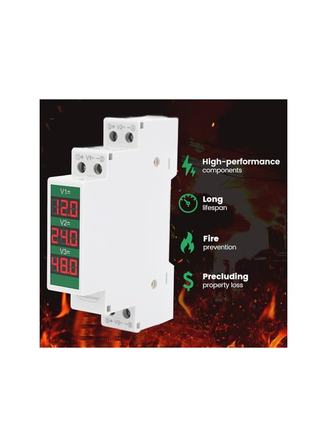 promass DIN Rail Voltmeter Large LCD Display with Switch Output Function for Modular Voltage Meter DC11-310V - Image 4