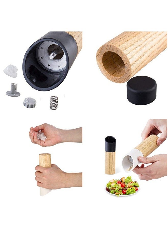 WAOKN Wooden Manual Pepper Grinder with Ceramic Grinding Core,Ceramic Core Salt and Pepper Mills,Salt and Pepper Grinding Set with Adjustable Coarseness Levels - Image 3
