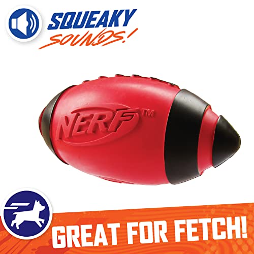 Nerf Dog Rubber Football Dog Toy with Interactive Squeaker, Lightweight, Durable and Water Resistant, 5 Inch Diameter for Medium/Large Breeds, Single Unit, Red - Image 3
