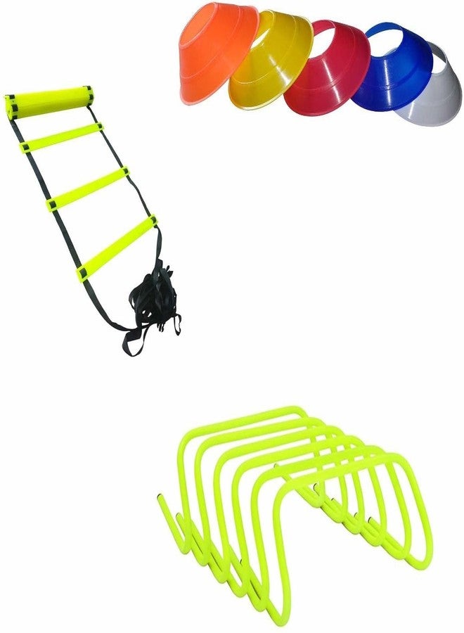 YMD Combo Speed Adjustable Speed Ladder/Jumping Agility Hurdle 6 inch Set of 6/Saucer Marker Cone Set of 20 Speed Ladder (Multicolor) - Image 2