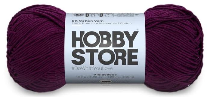 Hobby خيط قطن – خيط DK – 100% قطن مخصر خيط DK للحياكة والتريكو للملابس الخفيفة (1 كرة/100 جرام) - 349 بنفسجي | إبر سحرية - Image 1
