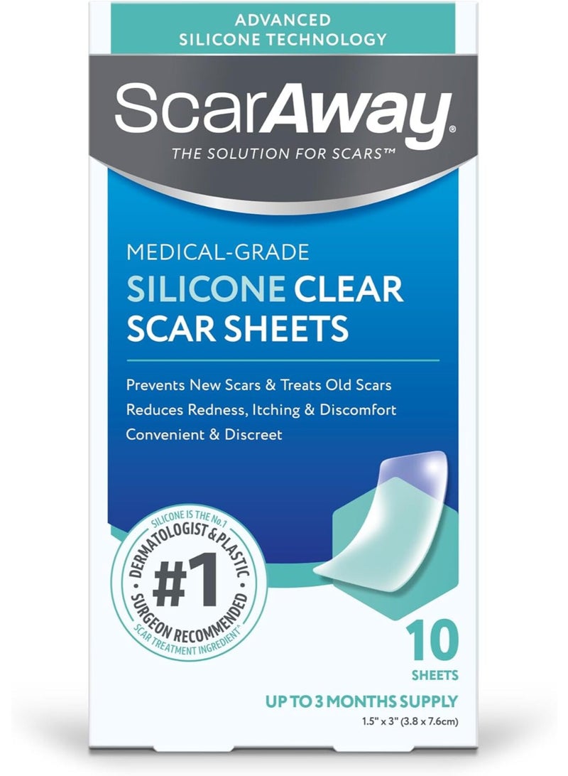 ScarAway Silicone Clear Scar Sheets- 10 Sheets - Image 1