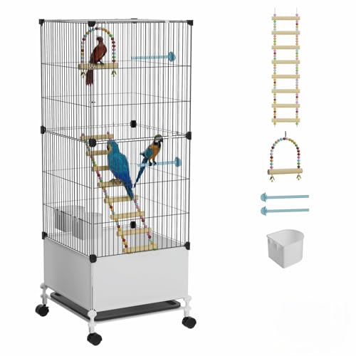 STILLCOVE Medium Flight Bird Cage Black Parakeet Cages with Rolling Stand Wheels Wide Birdcage for Parrots Cockatiels Conure Budgie Canary Finch Lovebird - Image 1