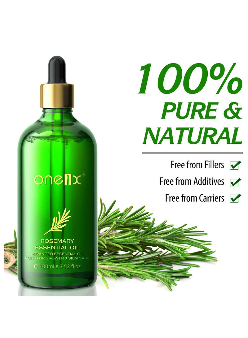 one1x 100ml Rosemary Hair Growth & Body Oil 100% Pure Natural Steam Distilled Rosemary Oil for Hair Growth Multipurpose Hair Eyebrow Eyelash Growth Oil Moisturizing Hair Oil  - Image 2
