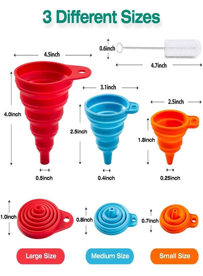 KALAVE Kitchen Funnel Set 6 Pack - Food Grade Silicone Collapsible Funnel, Funnels for Kitchen Use Filling Bottles, Daily Cooking, and Water or Powder Transfer. (Multicolor) - Image 2