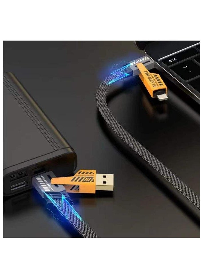 4 in 1 Fast Charging Cable Type-C Lightning Port 1m Universal Charger Cable 3A Fast Data Sync Charging