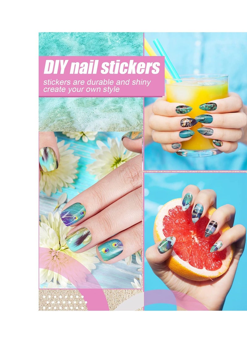 SYOSI Marble Nail Art Polish Stickers Full Wrap Strips 12 Sheets, Self-Adhesive Nail Polish Stickers Decal Marble Printed Full Wraps Strips Nail Art Polish Decals for Women Girls - Image 3