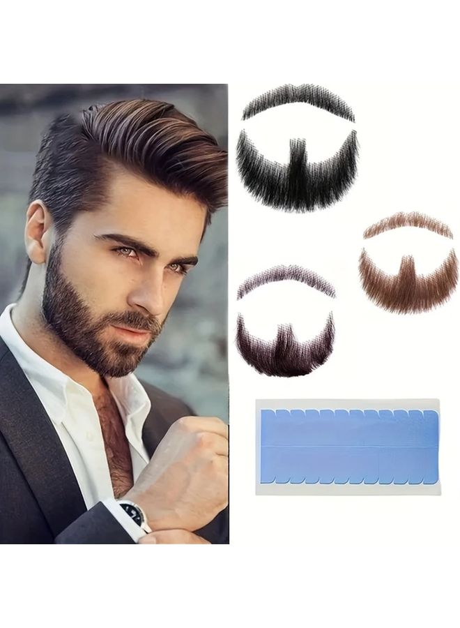 مجموعة اللحية السوداء مع الشارب الزائف للرجال لحفلات التنكر والكرنفالات - Image 1