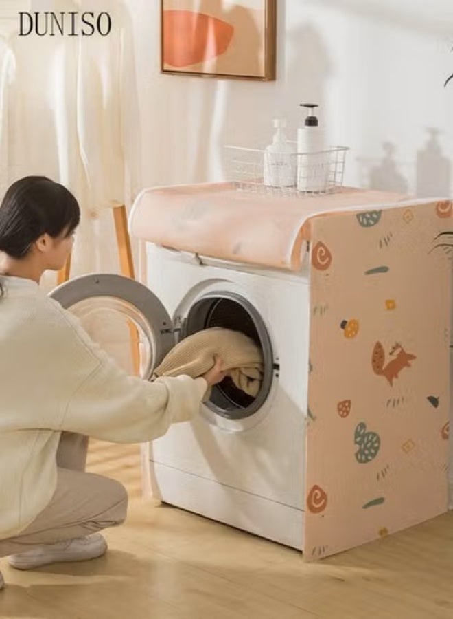 DUNISO Thick Fabric Washing Machine Cover Waterproof Dustproof Sunscreen Durable Washer Protector with Smooth Zipper & Adjustable Velcro Straps for Laundry Room Kitchen Home Use - Image 3