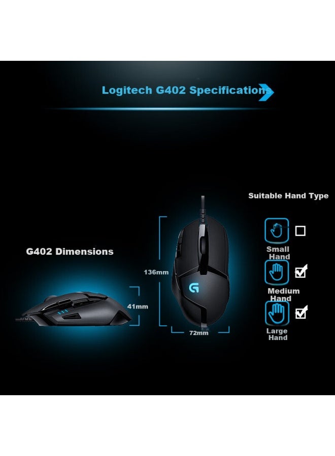 G G402 Gaming Mouse Wired Mouse Mechanical Macro Programming Mouse Csgo Chicken Eating Computer Gaming Big Hand Mouse G402 - Image 4