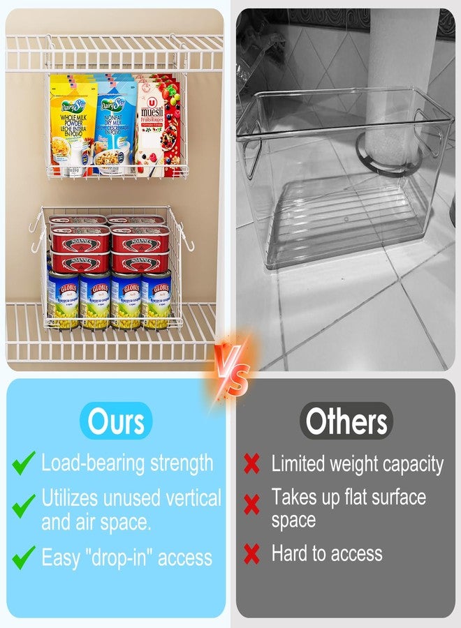 Jsskeeim 3-Pack Under Shelf Hanging Baskets with 360° Rotating Hooks - Space Saving Pantry Shelf Organizer for Kitchen Storage, Foldable Small Space Solutions for Pantry Organization, White - Image 3