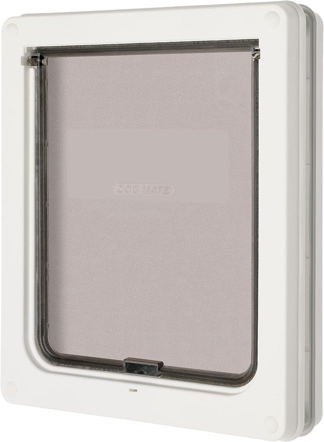Dog Mate Lockable Medium Dog Door (215) - Flap for Medium Dogs and Large Cats, for UPVC, Wall and Wood, Securely Designed for Your Pets, White - Image 1
