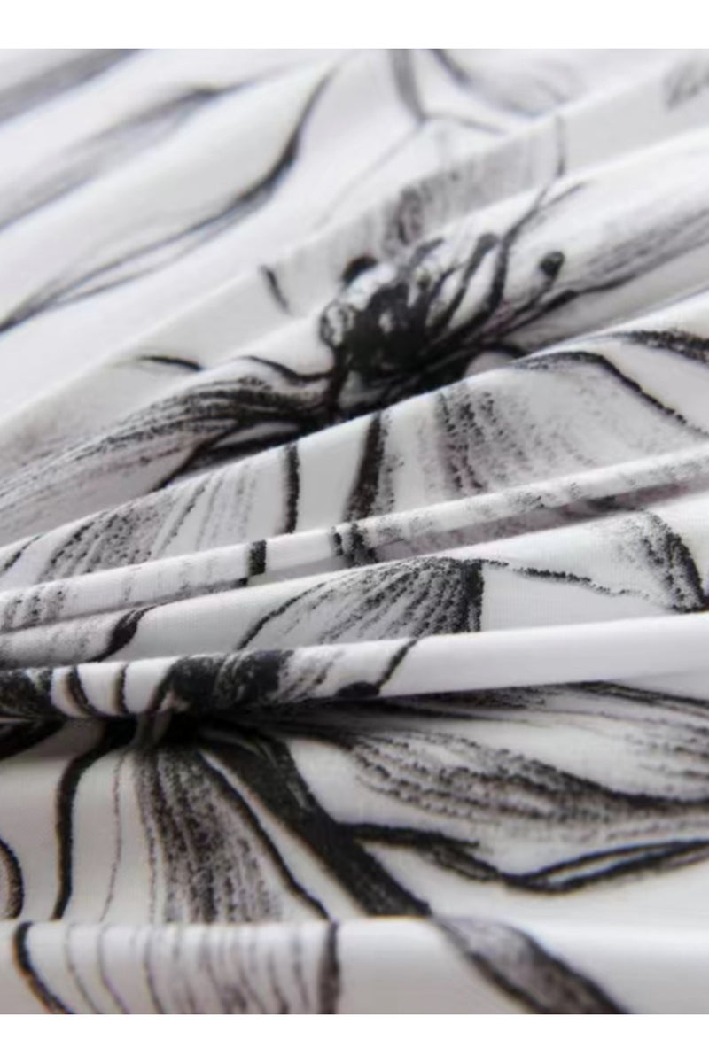 LUNA Home Queen size 6pcs: 1 Duvet cover - (200*230cm); 1 Flat sheet - (230*250cm); 4 Pillow covers - (50*75cm). bedding set with Grey leaf pattern, very soft quality. - Image 5