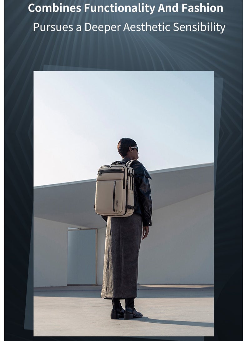 ARCTIC HUNTER Durable Travel Backpack Water Resistant Expandable 26 L Computer Bag with Luggage Carry Strap and Anti-Theft Compartment for Men and Women, B00833, Khaki - Image 3