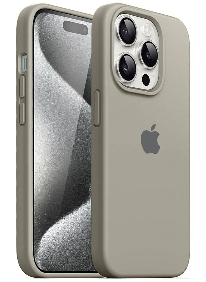 CATANES - iPhone 15 Pro Case Silicone Case Cover Durable and Anti Scratch Back Cover Titaniun - Image 1