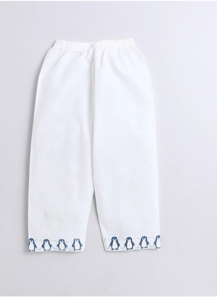 Polka Tots Polka Tots Full Sleeves Night Wear Penguin Kurta Pyjama - Blue  - Image 4
