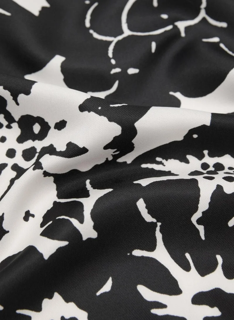 MANGO Floral-print satin scarf