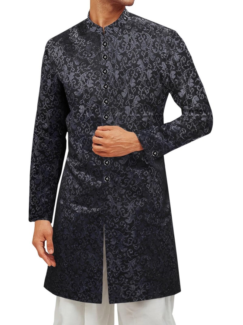 Runcati Mens Kurta Sherwani Coats Kaftan Indian Ethnic Royal Suits Mandarin Collar Wedding Festive Party Blazer