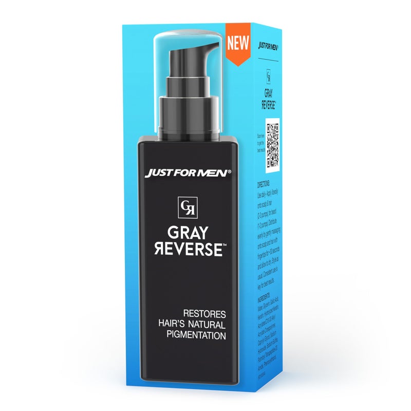 Just for Men Gray Reverse Daily Hair Serum, Gradually Reduces Gray Hair, Easy Dye-Free Serum, 6.7oz - Image 1