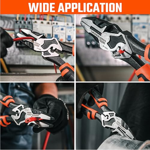 Vanquish 9.5 Inch Wire Cutters High Leverage Lineman Pliers for Twisting and Cutting Wires, Clamping Screws,Wire Stripper 3165 - Image 3