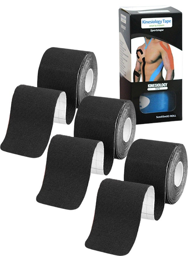 فلاي رود شريط رياضي، 3 لفة 5 متر من شريط رياضي قطني مسامي، مناسب لآلام الكاحل والركبة والكوع والكتف، (أصفر) - Image 1