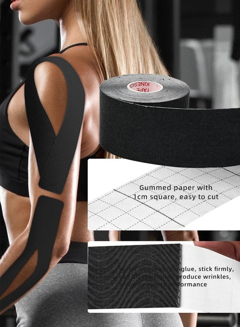 فلاي رود شريط رياضي، 3 لفة 5 متر من شريط رياضي قطني مسامي، مناسب لآلام الكاحل والركبة والكوع والكتف، (أصفر) - Image 4