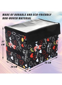 Kuber Industries Kuber Industries Disney Minnie Storage Box|Non-Woven Foldable Medium Storage Organizer for Toys|Cloths with Transparent Lid & Handle (Black)  - Image 3