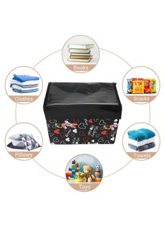 Kuber Industries Kuber Industries Disney Minnie Storage Box|Non-Woven Foldable Medium Storage Organizer for Toys|Cloths with Transparent Lid & Handle (Black)  - Image 5