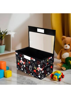 Kuber Industries Kuber Industries Disney Minnie Storage Box|Non-Woven Foldable Medium Storage Organizer for Toys|Cloths with Transparent Lid & Handle (Black)  - Image 2