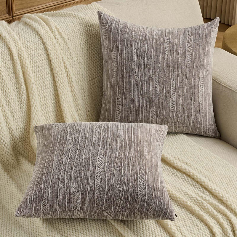 FUTEI Dyeing Coffee Chenille Throw Pillow Covers 18x18 Inch Set of 2,Soft Line Textured Cushion Cases,Modern Home Decor for Couch Living Room - Image 5