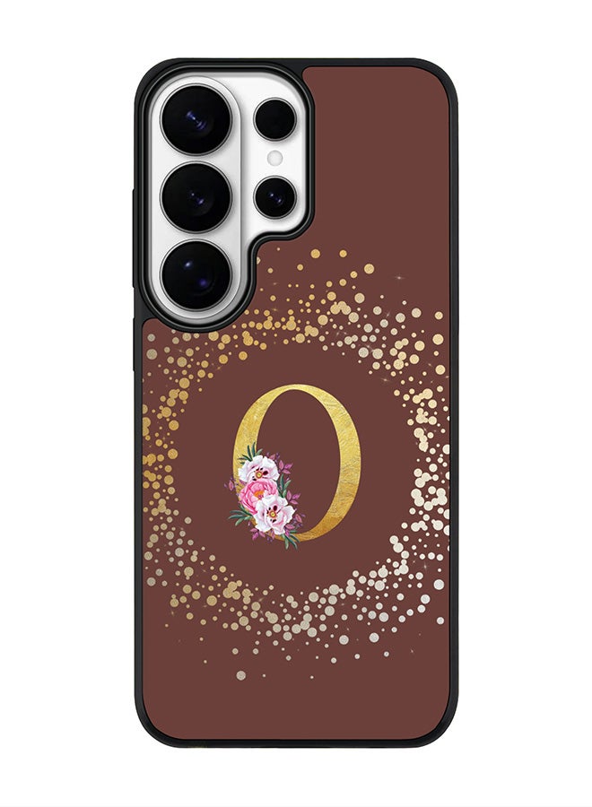 For Samsung Galaxy S26 Ultra Case, [Compatible with MagSafe] Slim Magnetic cover Phone Case - Custom Monogram Floral - O  (Brown )