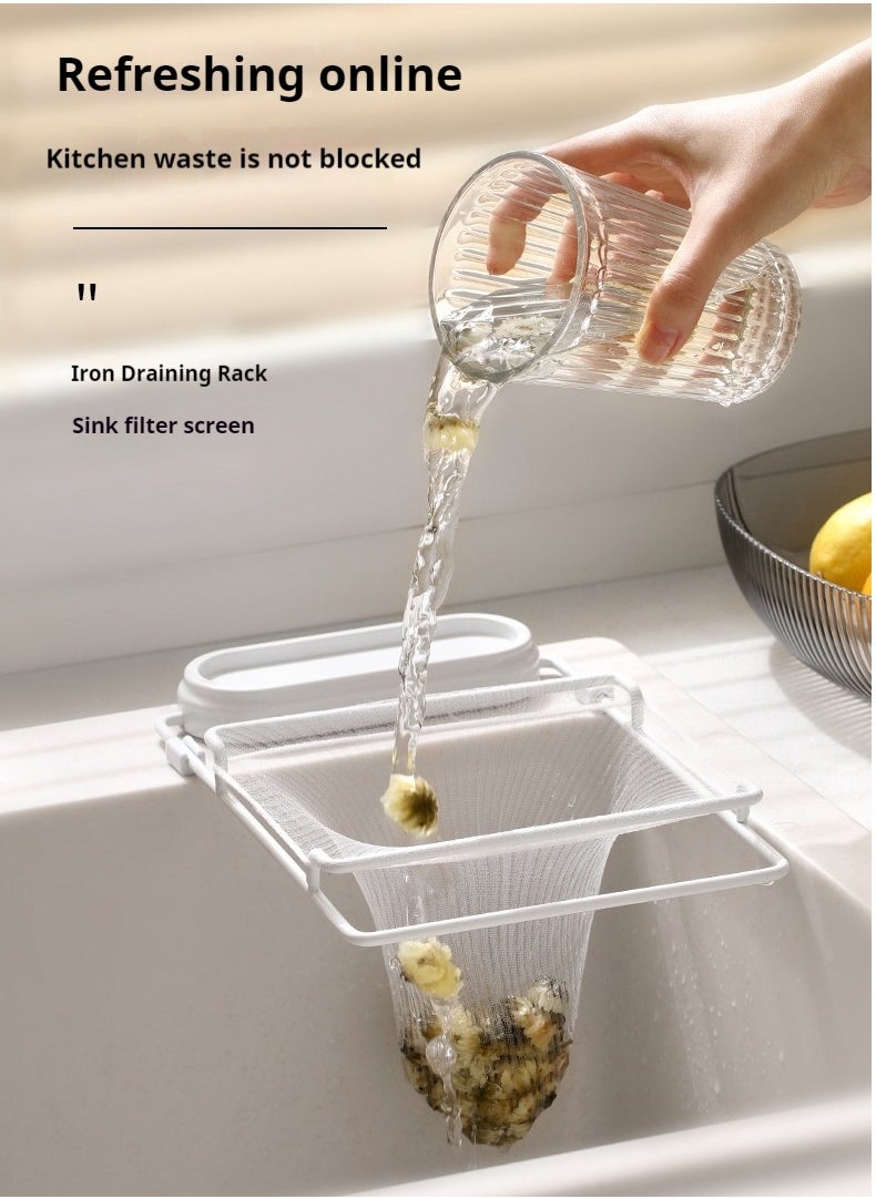 Generic 50 Pieces Filters+1 Piece Drain Rack Kitchen Sink Leftovers Disposable Net Bag Kitchen Waste  - Image 1