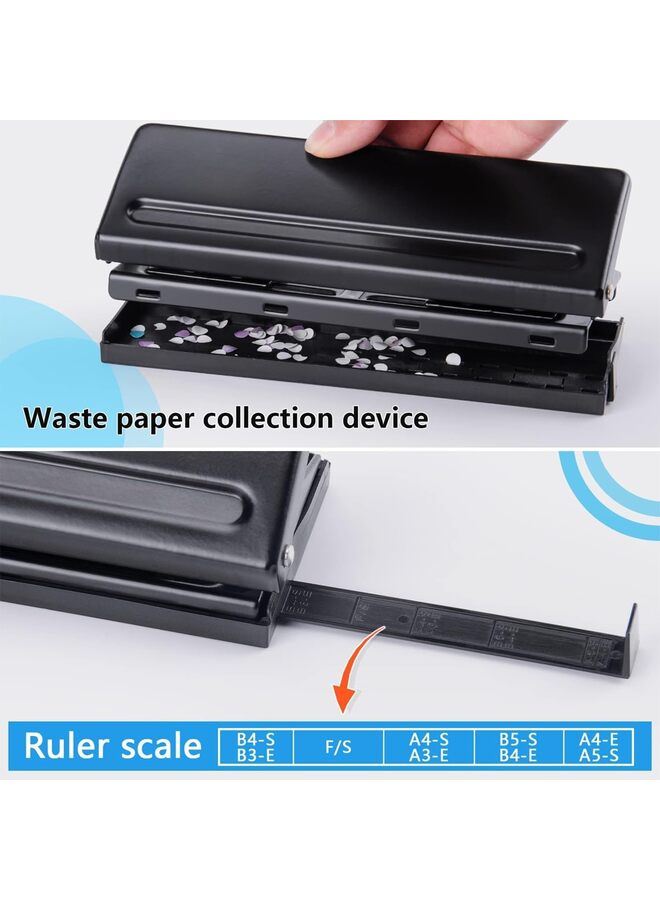Generic Paper Punch, Adjustable 6-Hole Portable Document Punching Tool, Metal Heavy Duty Manual Hole Puncher for A5 Size Binder, Home and Office  - Image 2