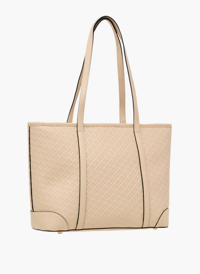ELLE Monogram Embossed Tote Bag with Zip Closure  - Image 4