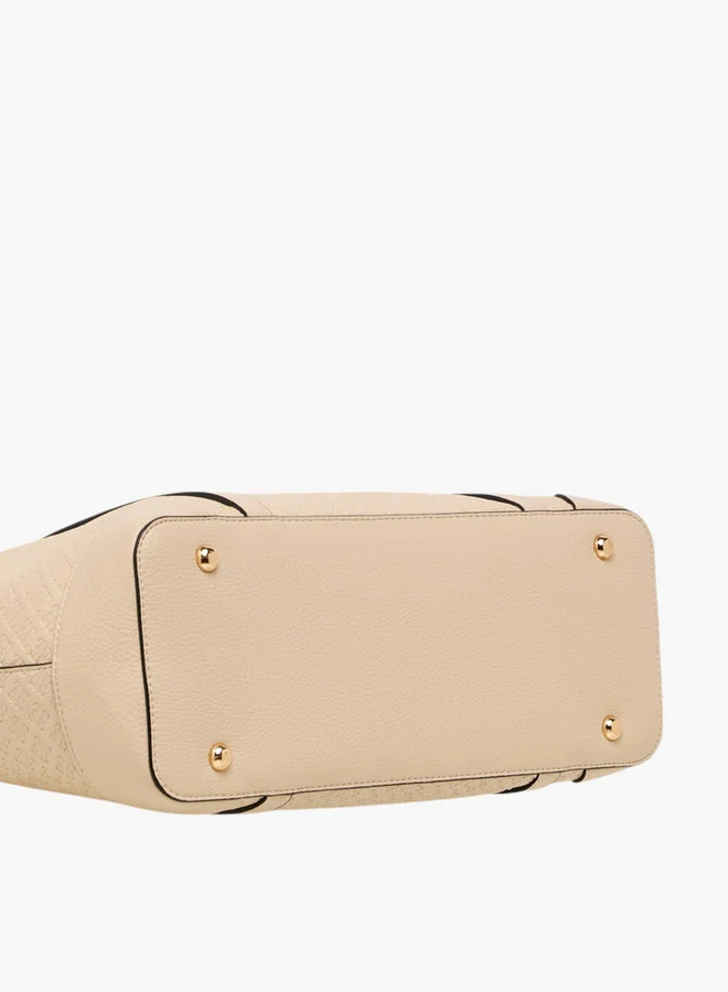 ELLE Monogram Embossed Tote Bag with Zip Closure