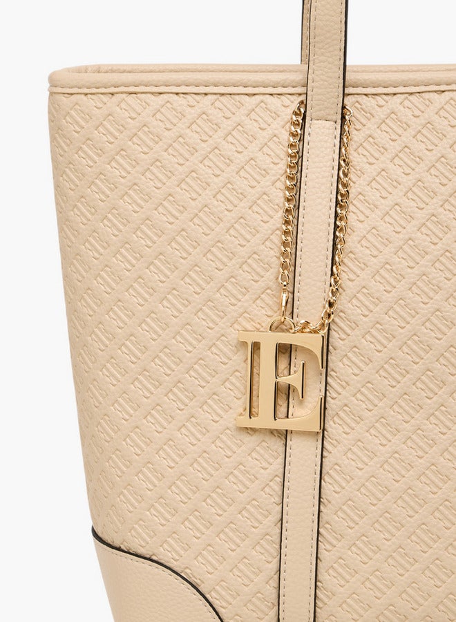 ELLE Monogram Embossed Tote Bag with Zip Closure  - Image 5