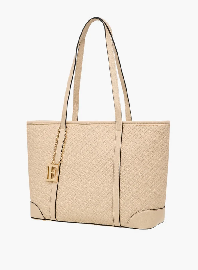 ELLE Monogram Embossed Tote Bag with Zip Closure