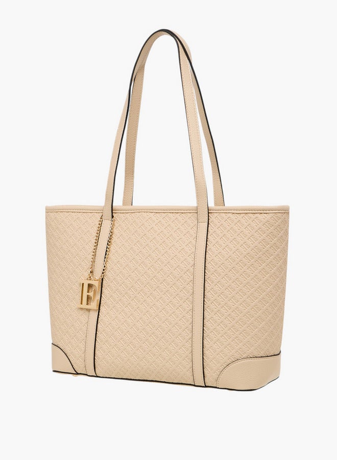 ELLE Monogram Embossed Tote Bag with Zip Closure  - Image 3